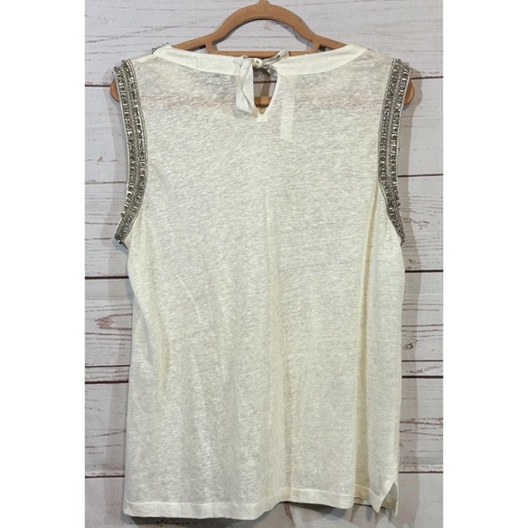 Generation Love Shirt Womens Large White‎ Sleeveless Embellished Beaded Top Chic - Picture 2 of 5